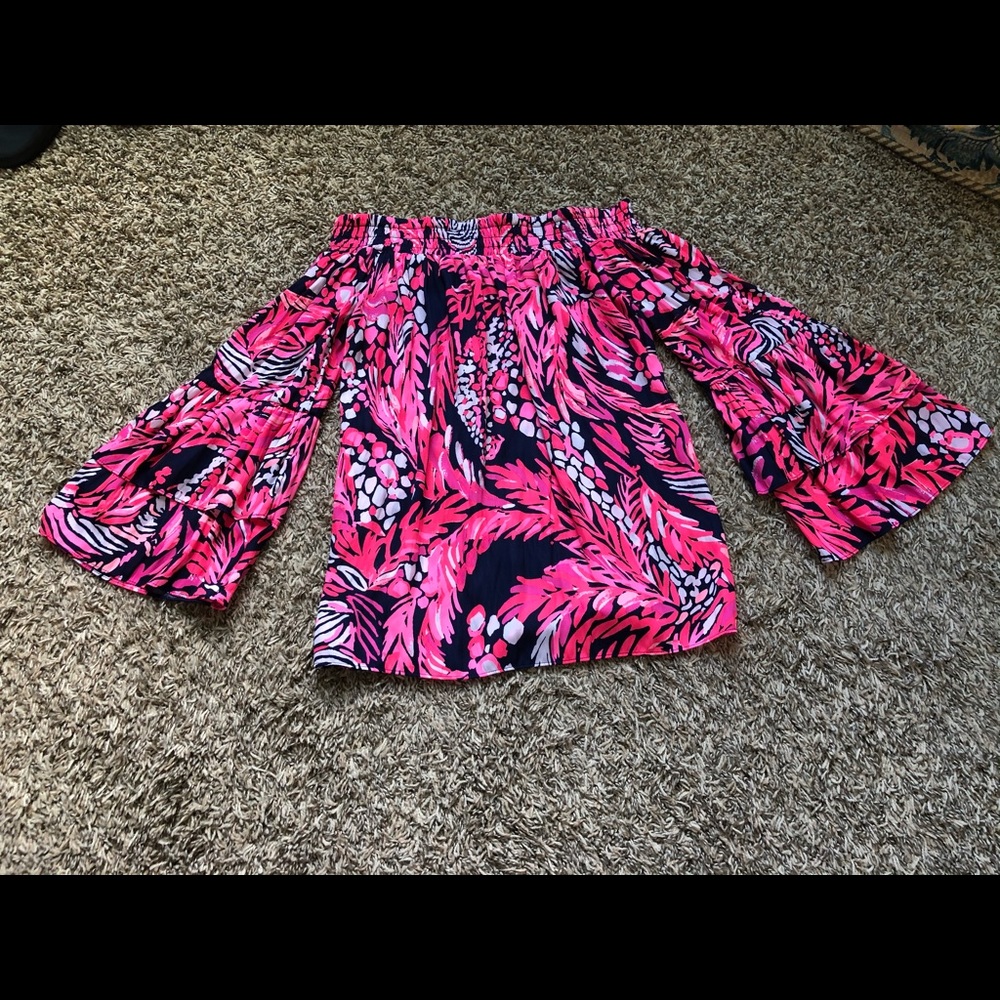 Lilly Pulitzer off the shoulder long sleeve top